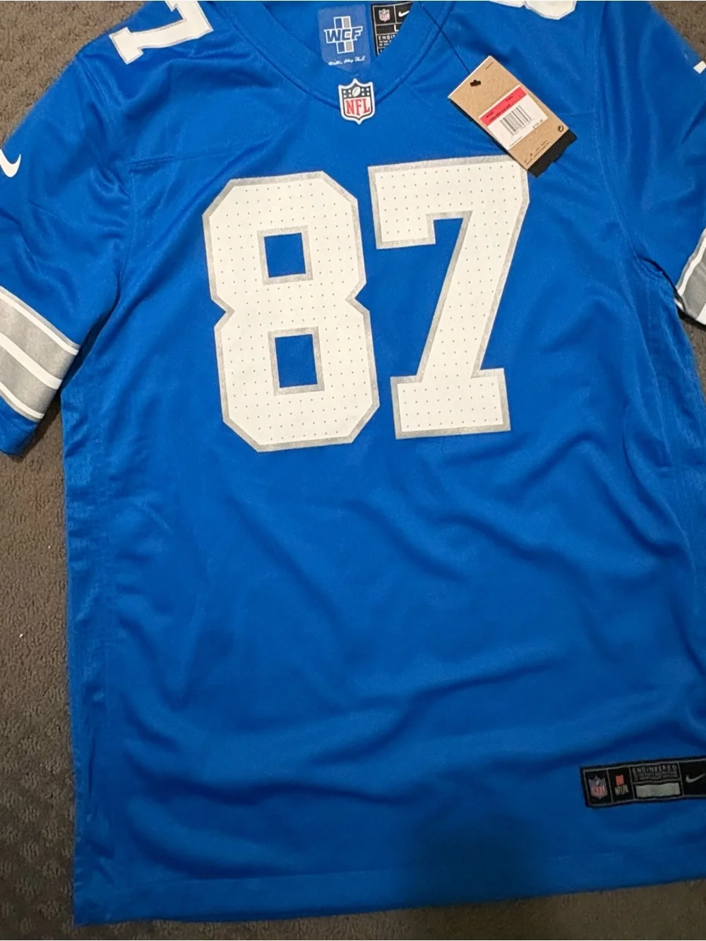 Detroit Lions Sam LaPorta Nike Men’s Blue and White #87 NFL Jersey